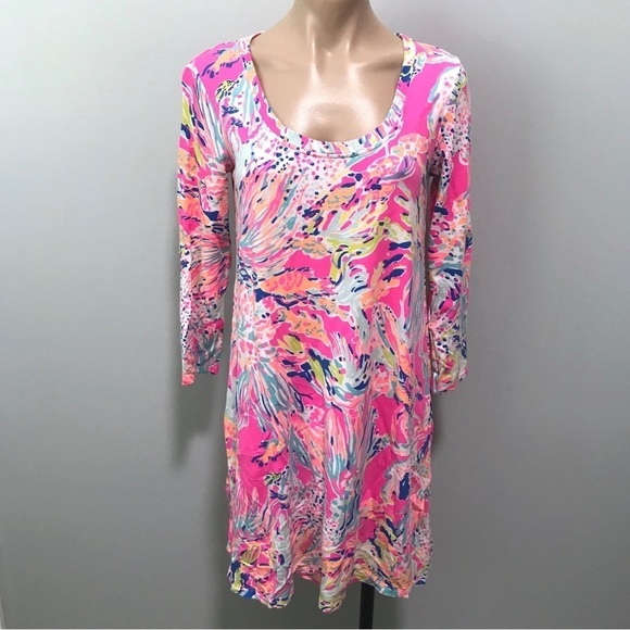 Lilly Pulitzer Devon Dress Tiki Pink Sunken Treasure A Line Swing Dress Tropical - Picture 2 of 6